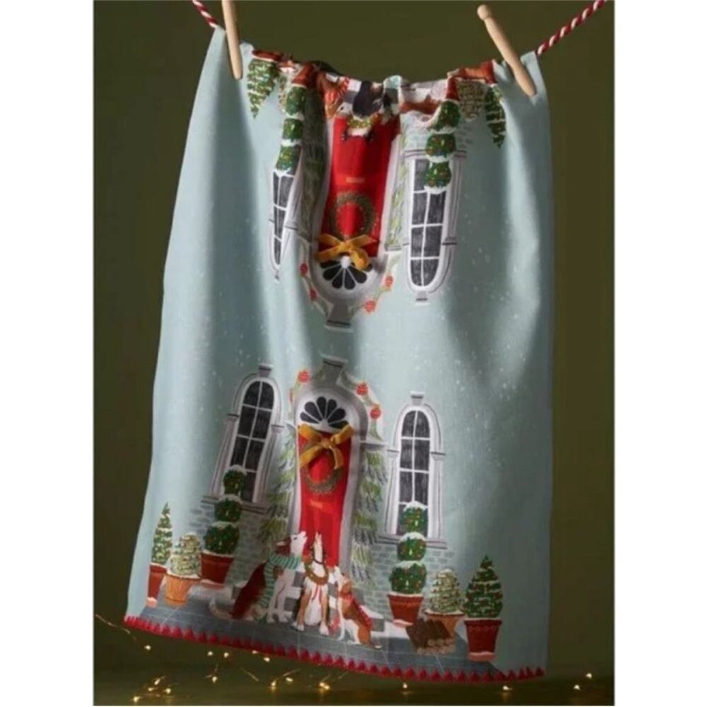 Anthropologie Dog Carolers Dish Towel